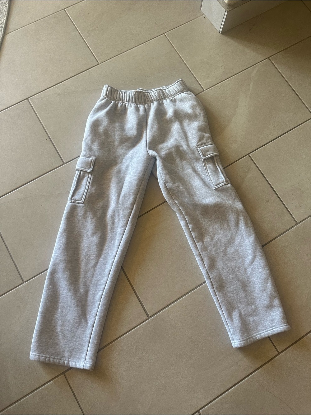 Kids Gray Cargo Sweatpants with Elastic Waistband
